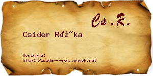 Csider Réka névjegykártya